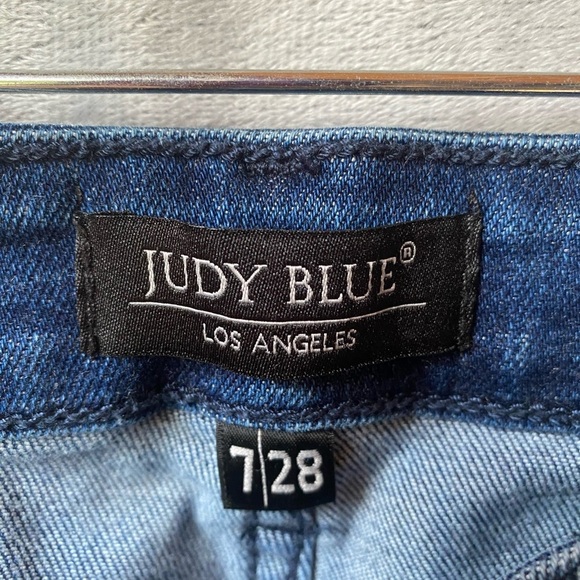 Judy Blue Womens Jeans, Medium Blue, Destroyed Detail, Boyfriend Fit, Size 28 - Picture 5 of 8